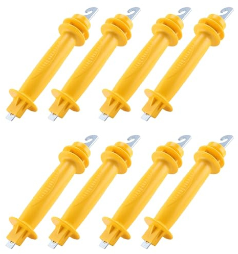 Eieenotee 8-Pack Electric Fence Rubber Gate, Electric Fence Spring Handle, Insulated Plastic Handle, Yellow Rubber Gate Handle Fence Spare Parts Accessories Parts