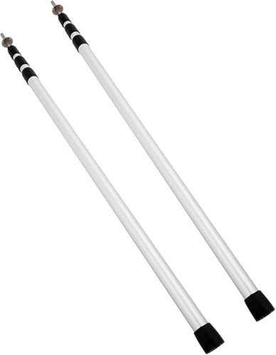 JF HOME BLISS 2PCS Telescoping Tent Poles for Canopy, Adjustable 94.5-239.5CM Aluminium Alloy Tarp Poles, Lightweight & Compact Shelter Poles for Camping, Awning, Sun Shade Sails, Windbreak (Silver)