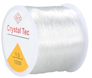 100m Transparentes Gummiband für Armbänder, 1mm Starke Elastische Perlenschnur, Dehnbarer Gummifaden für DIY Schmuckherstellung, Bastelbedarf für Halsketten und Freundschaftsbänder