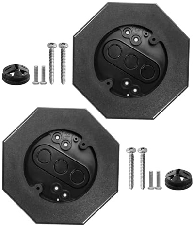 AUGREX 2 Pack 8161 Outdoor Vertical Siding Light Mounting Block Bracket Kit Fit for Outdoor Mounting Plate Smooth Flat Surface, with Built-in Electrical Box, Octagon Black
