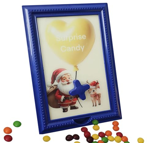 Candy Dispenser Picture Frame | Christmas Gumball Machine Santa Claus,Reindeer Candy Dispenser Photo Frame - for Birthday Table Living Room Kitchen Bedroom Shelf Entryway Porch Window Bar