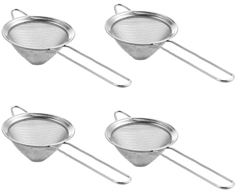 DIYEAH 4 piezas Colador de Acero Inoxidable Tamiz de Malla Fina para Cocina y Cócteles Filtro Cónico de Resistente y Ergonómico para Drenaje y Filtrado Hogar y Bar