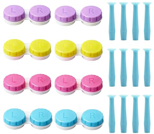 12 Stück Kontaktlinsen Einsetzhilfe, 8 Stück Kontaktlinsenbehälter Set