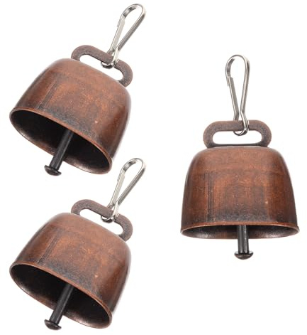 YARNOW Campanelli da Pascolo Vintage in Metallo 3 Pezzi Campanacci Antifurto ad Alto Volume per Bestiame Ornamenti per Animali da Fattoria Corda per Appendere Suono Nitido per Esterni