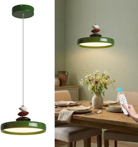 ZVXREZLD Modern Pendant Lights,Green 12 LED Pendant Lighting Fixture with Remote Control Dimmable 3 Color Mode & Brightness, Adjustable Hanging Lamp for Kitchen Dining Room Bedroom Kitchen Island