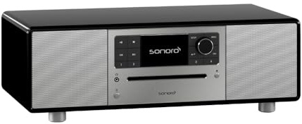 Sonoro Prestige Cadena Hi-FI (Radio FM/Dab+/Internet, Reproductor de CD, AUX, Bluetooth, Deezer, Spotify) Negro (Brillo) - Plata
