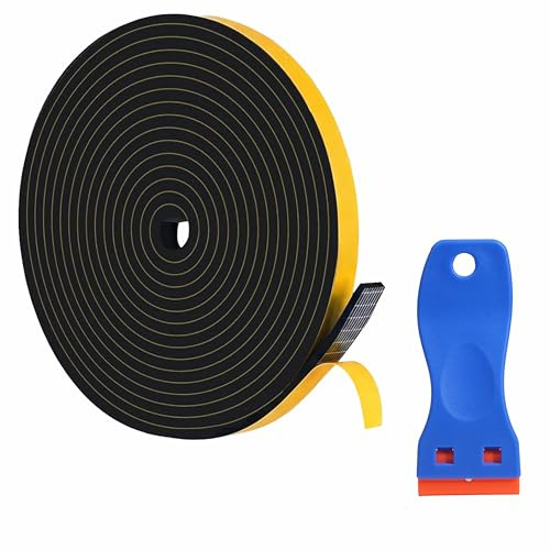 SEASJHBAY Burlete Adhesivo EPDM 6mm x 3mm x 5m con Espátula, Junta de Sellado para Ventanas, Puertas y Placa Vitrocerámica, Aislamiento Térmico y Acústico, Junta Vitrocerámica