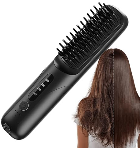 Lunaobrik Tragbarer Haarglätter - Kabelloses Stylingwerkzeug | USB-Aufladbarer Haarglätter Kamm für Zuhause, Wohnung, Wohnzimmer, Geschäftsreisen, Frauen, Männer, Reisende