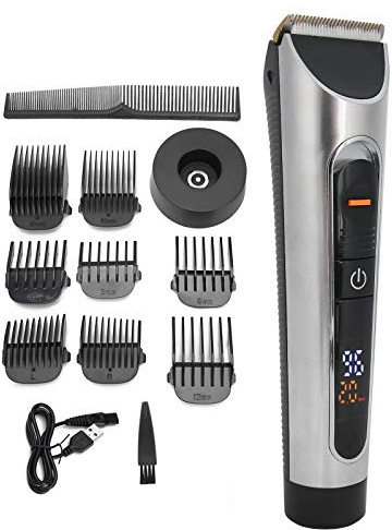 HUSHUI Cortadora de Cabello Eléctrica con Pantalla Digital, Cortadora de Cabello con Cuchilla de Cerámica para Uso Profesional, Batería Recargable de 2000 MAh con Peines de Límite