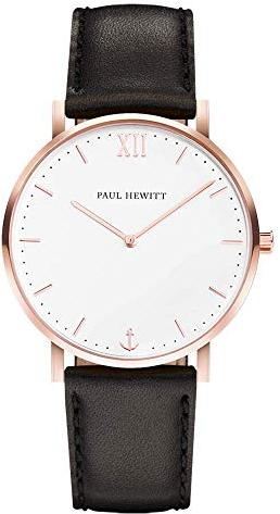 Paul Hewitt Unisex Erwachsene Analog Quarz Uhr mit Leder Armband PH-SA-R-St-W-2S