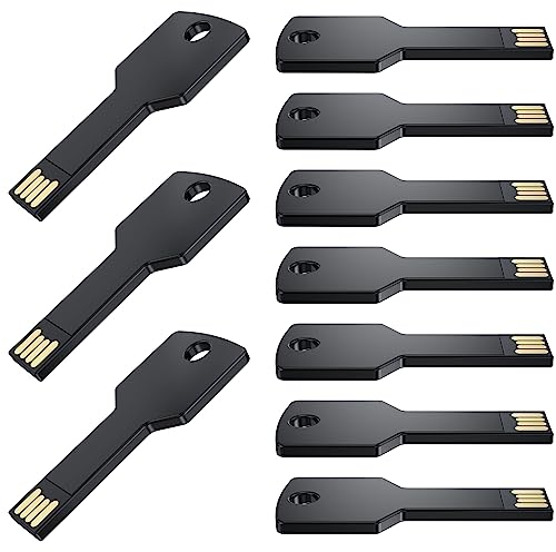 16GB Memoria USB Forma de Llave Pendrive 10 Piezas Uflatek USB 2.0 Pen Drive Negro Memorias Flash Drive Creative Impermeable Pen USB Externo Data Stick para Regalo