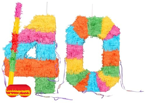 Fax Potato Pinata Set mit Stick & Blindfold - 40. Geburtstag/Jahrestag - Rainbow