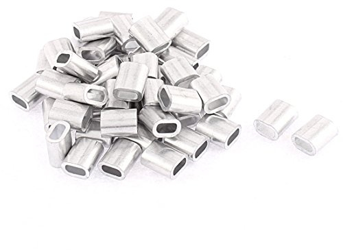 sourcing map 2.5mm Steel Wire Rope Aluminum Ferrules Sleeves Fittings Loop 50 Pcs