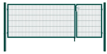 Home Deluxe - Doppelflügel Gartentor ADITUS - Grün, 160 x 350 cm - inkl. Griff, Schloss, Schlüsseln und Bodenverriegelung I Gartenpforte Einfahrtstor Hoftür