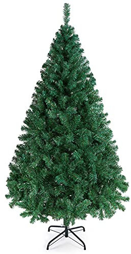 Yaheetech 6ft Artificial Christmas Tree Hinged Spruce Xmas Tree with 598 Tips and Foldable Metal Stand for Home/Office Holiday Decoration Indoor & Outdoor