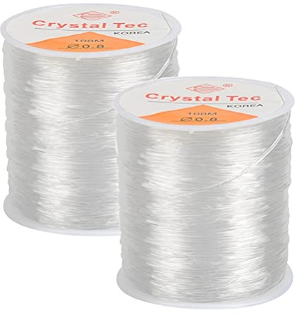 DODUOS 2 Roll 0.8mm Elastic Bracelet String Cord Clear Stretchy Beading Thread for Jewelry Making Necklace Bracelet(100M)