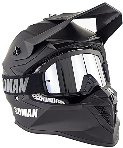 Casco Motocross Adulto Homologado DOT/ECE Con Gafascasco De Moto Cross Integral Para Mujer Hombre Casco Todoterreno Downhill Casco Deportivo Off Road Casco De MTB Enduro Matte Black,XL