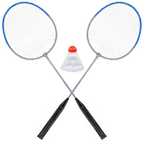 The Magic Toy Shop Badminton Rackets Set of 2 with Shuttlecock - Classic Indoor & Outdoor Sports Game - Lightweight, Beginner Friendly Racquet for Adults & Kids, Garden, Beach & Park Fun