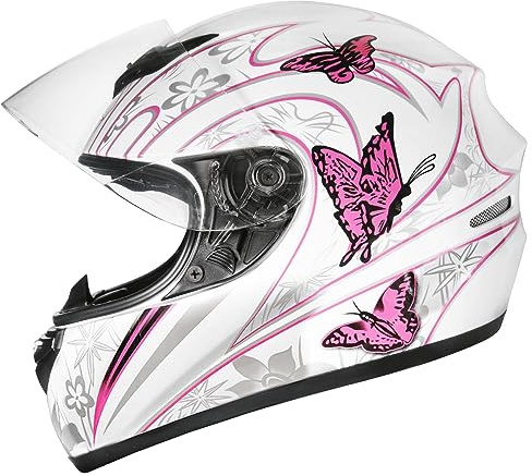 Zorax Pink Butterfly M (57-58 cm) Integralhelm Motorrad Helm ECE 2206 geprüft