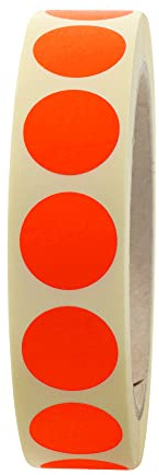 Markierungspunkte neonrot - Ø 20 mm - 1.000 bunte Klebepunkte auf 1 Rolle(n), 40 mm Kern, Papier, Inventuretiketten selbstklebend