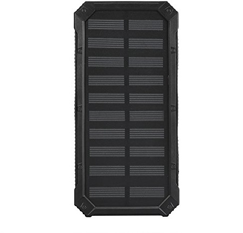 Ausla Power Bank Solare Portatile 20000 mAh, 2 Porte USB, Nero