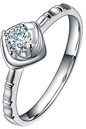 Daesar Ring Frauen 950 Platin, Verlobungsring Damen Solitär 4-Steg-Krappenfassung mit 0.2ct Diamant Trauringe Nickelfrei Größe 47 (15.0)