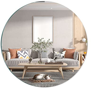 DRERIO 30 cm Selbstklebender Glasspiegel HD Runder Klebespiegel Großer rahmenloser Glas Spiegel Tischspiegel Aufkleber Spiegelfliesen Bastelspiegel Kreis Wandklebespiegel für Zuhause, Tafelaufsätze