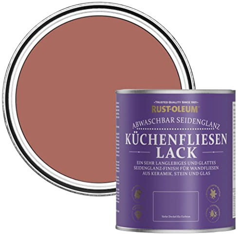 Rust-Oleum Peinture Rouge Résistante à l'eau pour Faïence de Cuisine, Finition Satinée - Saumon 750ml