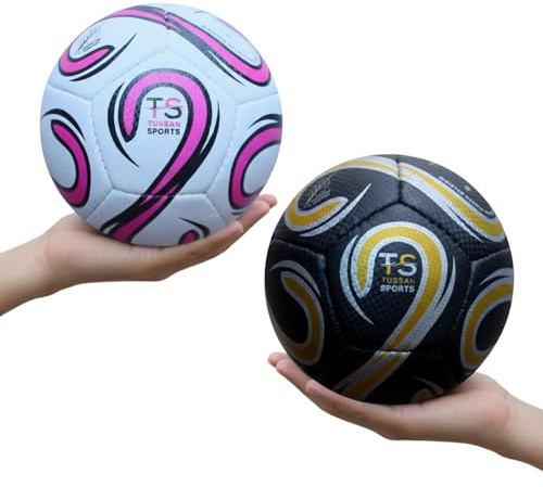 Tussan Sports Pack of 2 Toddler Footballs, Size 2 Kids Lighter-weight Mini Ball for Ages 2 3 4 5 6 Years Old Boys/Girls Toys Gift - Garden Ball Game, Indoor/Outdoor Yard Lawn (Size 2, White & Black)