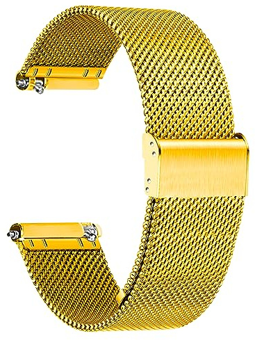 TStrap Bracelet Montre Metal Maille - Noir Dégagement Rapide Bracelets pour Homme Femme - Métallique Mesh Watch Strap Connectée Boucle - 10mm 12mm 14mm 16mm 18mm 20mm 22mm