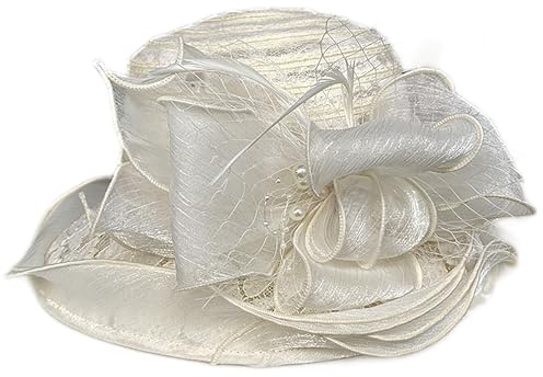 HilyBony Fascinator mit breiter Krempe, Kentucky-Derby-Hut für Damen, Teeparty, Fascinator, Kappe, Kirche, Hochzeit, Kappe mit Blume