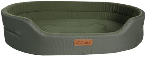 Dualoai Haustierbett mit Niedrigen Vorderkanten, Rechteckig, Atmungsaktiv, Katzensofa, Hundebett, Waschbar, Weiches Hundebett, Welpenbett, Grün M