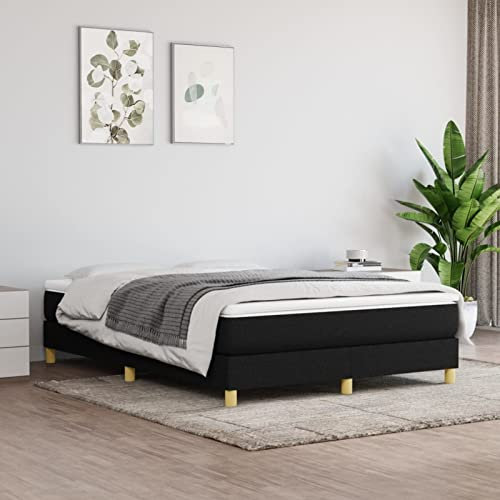 DJEKA Boxspringbett 140x200 Stoff Polsterbett 140x200 mit lattenrost Palettenbett 140x200 Bettgestell 140x200 Bettrahmen 140x200 Doppelbett Jugendbett-Schwarz-140 x 200 cm-25 cm