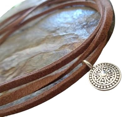 Asai Bolivien Ethno Tribal Manufaktur Mandala Velour Choker Wickel Kette in Braun - Veganes Leder - Halskette