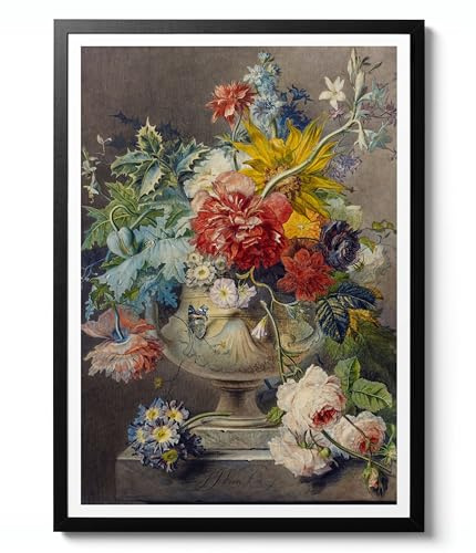 Bouquet de fleurs dans un vase par Johannes Georgius Jacobus, imprimé floral vintage, décoration murale traditionnelle, poster d'archivage mat, 50 x 70 cm (impression uniquement) – 50 x 70 cm