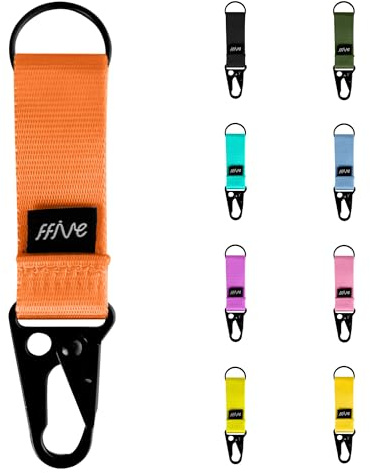 FFIVE - Llavero Nylon Real - Llaves Multifuncional Colgar Mochila mosqueton (Naranja Fluor)