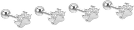 WRITWAA 5st Pfotenabdruck Ohrringe Ohrstecker Aus Kristall Coole Ohrringe Ohrstecker Für Damen Ohrringe Für Teenager-mädchen Brautgeschenk Zucht S925 Sterlingsilber Fräulein Punktion