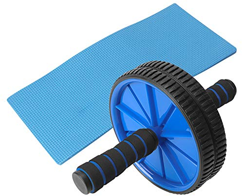 Blau, 18 cm Durchmesser, Bauchroller, Bauch-Crunch-Maschine, Schwamm, Dual-Roller, Trainingsgerät, Planken-Trainingsgerät für Fitness, Bauchtraining