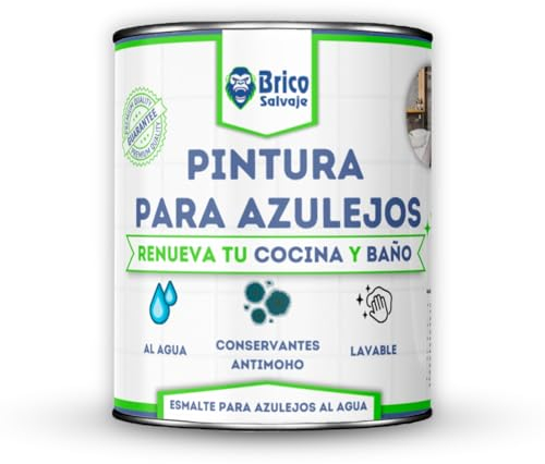 BRICOSALVAJE Pintura para Azulejos Cocina y Baño al Agua MATE | Sin Imprimación | Lavable | Gran dureza (Blanco Alpino, 750 ML)