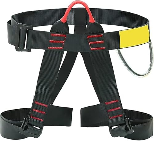 GBKDQQ Klettergurt, Befestigender Klettergurte Absturzsicherung Sicherheitsgurt zum Feuerrettung, Bergsteigen, Halber Körperklettergurt Kletterausrüstung für Frauen Männer Kinder, Schwarz
