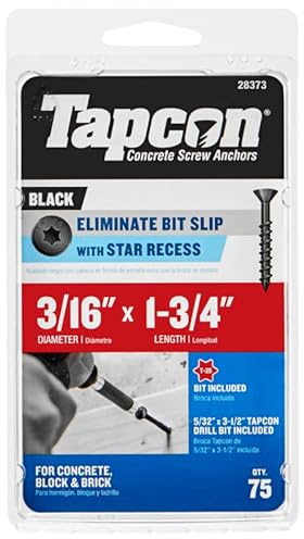 Tapcon 28373 3/16 X 1-3/4 Star Head Black Screw Anchor 75CT