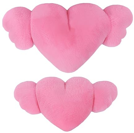 ETUCYNG Heart Angel Wings Pillow, 2X Headrest Soft Comfortable Seat Pillow, Cozy Cute Car Pillow Headrest For Driving, Home
