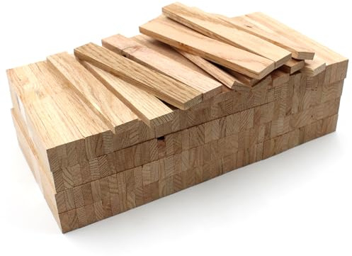 VmG-Store 80x Holzleiste 22x8x160mm Roteiche lose Bastelklötzchen zum Basteln Bastelstäbe (Roteiche 22x8mm)