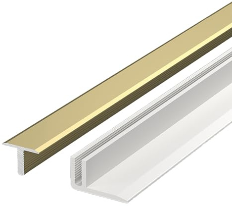 Molduras de Piso, molduras Decorativas, molduras de Puerta con Base, Piso de Madera a baldosa, Barra de Cubierta de Metal para tablones laminados, (Color: Dorado)