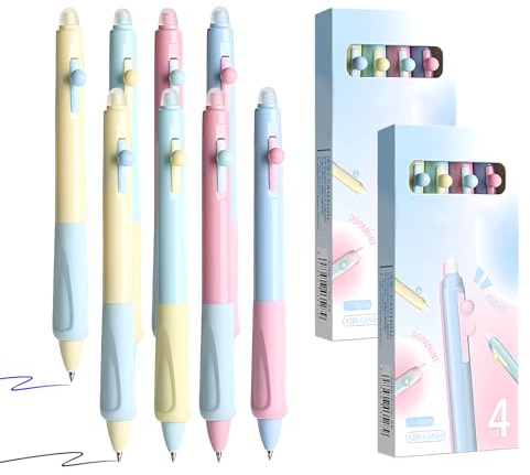 Electri-HQ 8 pcs Radierbarer Kugelschreiber Tintenroller Radierbar,5 süße Stile zur Auswahl， Blau/Schwarz Radierbare Stifte Kugelschreiber Radierbar, 0.5MM Radierbarer Gelschreiber (Dopamin)