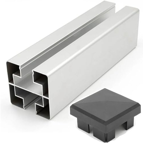 HORI® Design Pfosten | WPC Sichtschutz | Aluminium | Stecksystem | Zaun | Garten | Gartenzaun | Lamellenzaun | Windschutz | Zaunelemente I Silber I für 90 cm Zaunhöhe I zum Aufschrauben