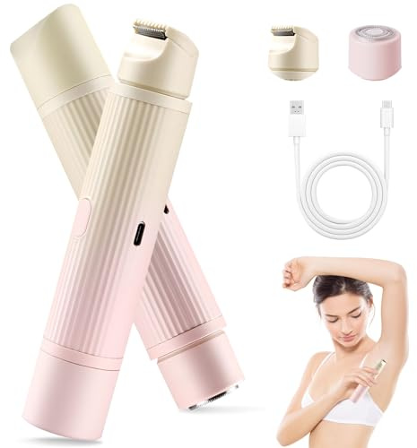 Skeadex Elektrischer Rasierer Damen Intimbereich,2-in-1 Intimrasierer für Frauen,Wasserdicht Intim Rasierer Frau,Elektrischer Bikini Trimmer Damen für Intimbereich Gesicht Beine Achselhöhlen (Rosa)