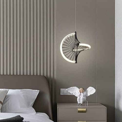 CWZZWS Lustres de Lampe à Plafond, éclairage de Lustre en Forme de Ventilateur en Fer Noir Compatible avec la Salle à Manger et la Chambre 丨 LED Moder