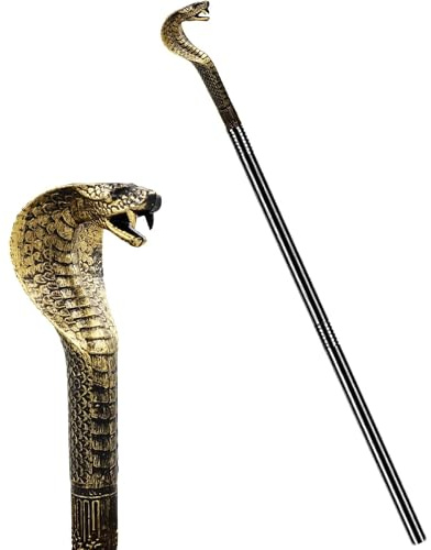 Gwezmxs Gehstock Fasching, Zepter Kostüm Accessoire für Karneval, Mottoparty, Cosplay, Halloween, ‌Schlangenkopf-Design, Costume Walking Cane Snake, 82CM