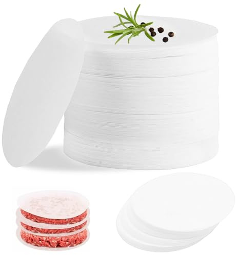 1000PCS Papier Sulfurisé, Steak Haché Rond 11 cm pour Presse Steak Haché Ø 11 cm, Papier Parchemin Ronde Imperméable et Résistant à Haute Température, Papier Sulfurisé de Galettes Hamburger